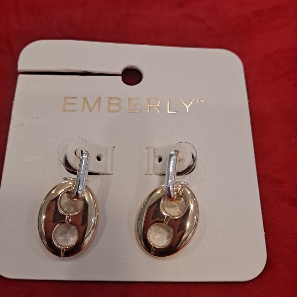 Kohl's Gold and Silver Oval Drop Earrings